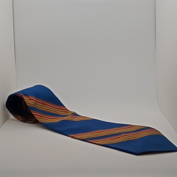 Caslon Men's Blue Tie with Multicolor Stripes 100% Polyester Washable By Castle! - Picture 9 of 9